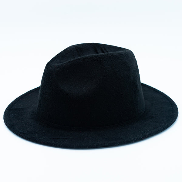 Black Red Rim Fedora Hat