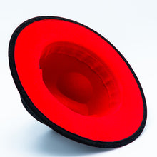 Load image into Gallery viewer, Black Red Rim Fedora Hat
