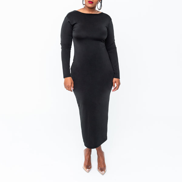 Black Long Sleeve Fitted Dress – La'Shees Boutique