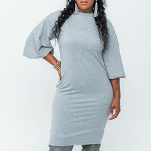 Load image into Gallery viewer, Gray Puff Sleeve Dress
