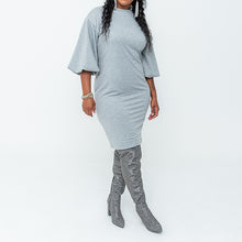 Load image into Gallery viewer, Gray Puff Sleeve Dress
