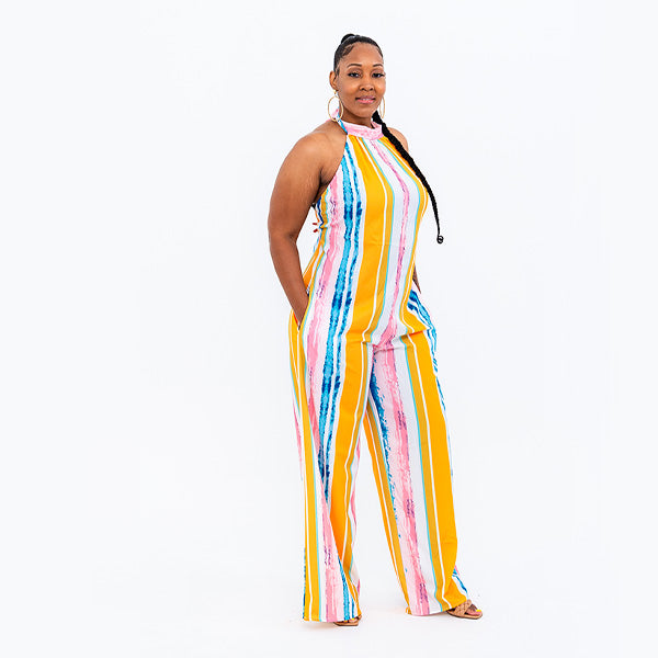 Multi-Colored Neck Tied Jumper