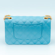 Load image into Gallery viewer, Small Sky Blue Diamond Tuck Jelly Purse
