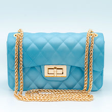 Load image into Gallery viewer, Small Sky Blue Diamond Tuck Jelly Purse
