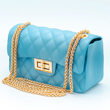 Load image into Gallery viewer, Small Sky Blue Diamond Tuck Jelly Purse
