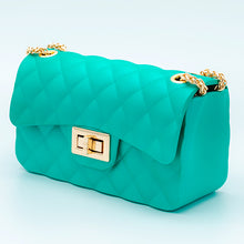 Load image into Gallery viewer, Small Turquoise Diamond Tuck Jelly Purse
