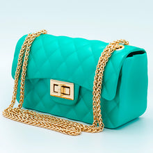 Load image into Gallery viewer, Small Turquoise Diamond Tuck Jelly Purse
